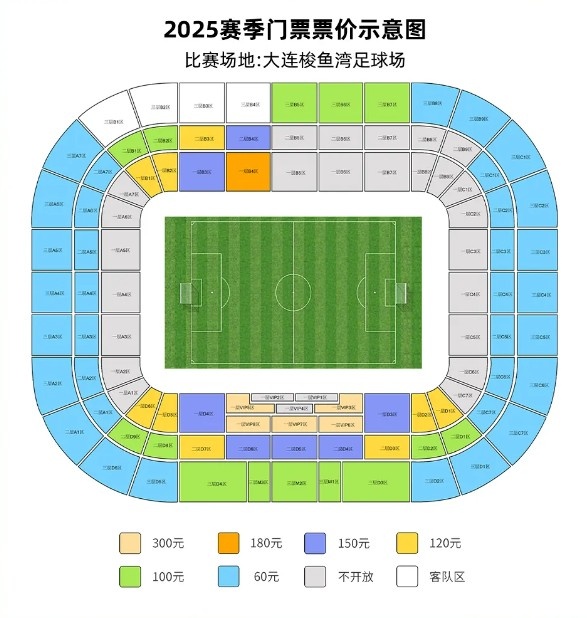 大連英博vs梅州客家票務(wù)公告：明天14點(diǎn)開票，票價60元-300元