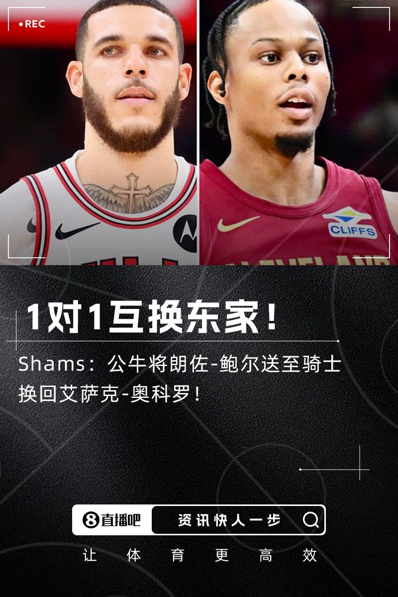 1對1互換東家??Shams：公牛將朗佐-鮑爾送至騎士換回奧科羅！