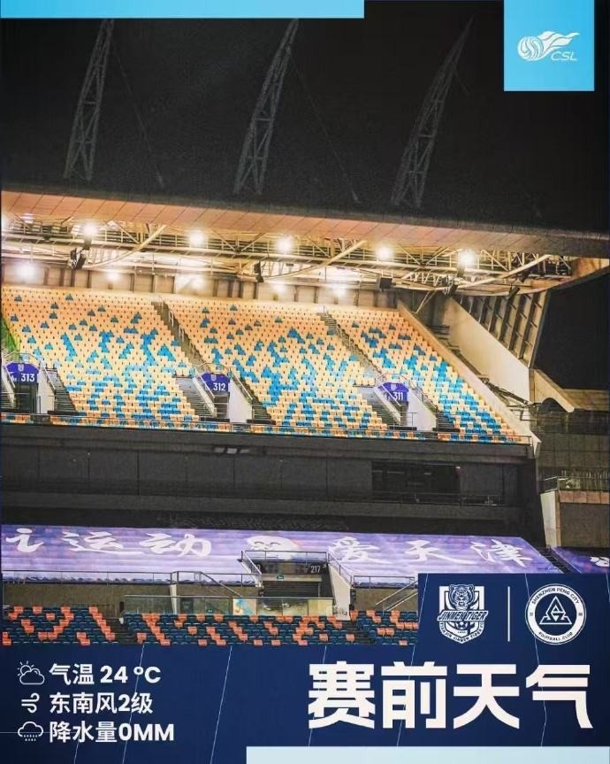 今日天津天氣涼爽宜人，前往客場的球迷朋友可輕裝出行