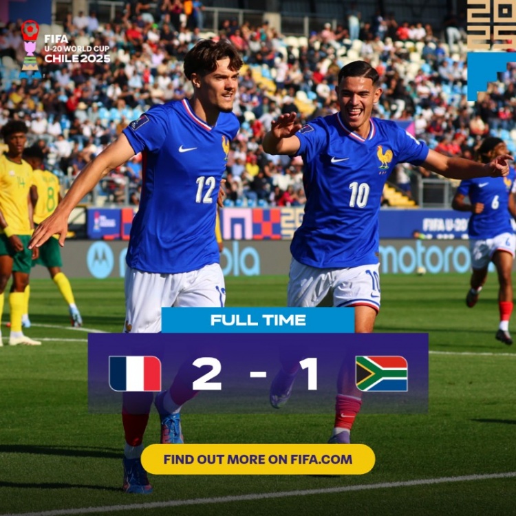 世青賽：法國(guó)U20以2-1勝南非U20取開(kāi)門紅，貝爾蒙特、米沙爾破門